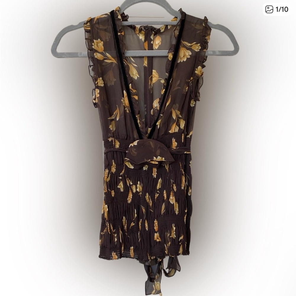 Dolce & Gabbana Chocolate Brown Silk Sleeveless Blouse Size 38-Small